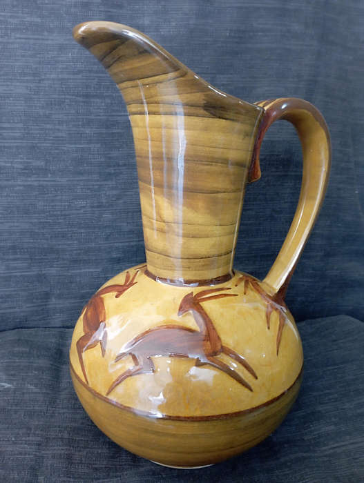 Pitcher /jug vase  handpainted glazed with Antelope motif