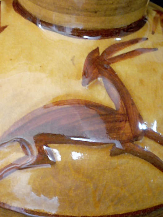 Pitcher /jug vase  handpainted glazed with Antelope motif