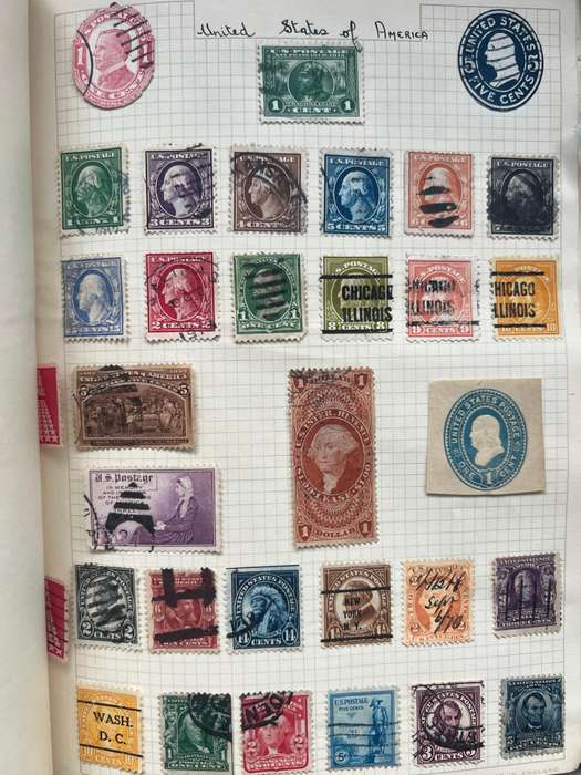 Worldwide Vintage Stamp Album   Countries Including Great Britain, Canada, Germany, France and more