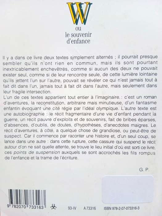 W ou le souvenir d'enfance, Georges Perec