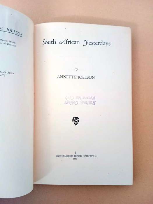 South African Yesterdays, Annette Joelson