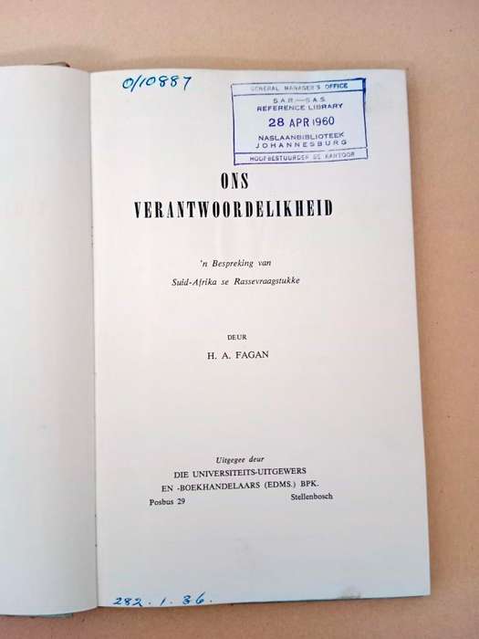 Ons Verantwoordelikheid, H.A. Fagan
