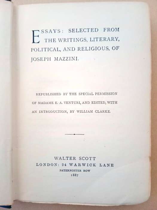 Essays, Joseph Mazzini [1887 edition]