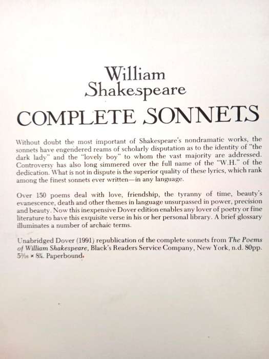 Complete Sonnets, William Shakespeare