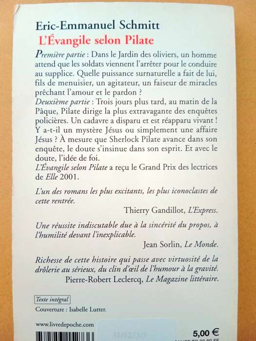 L'Évangile selon Pilate, Eric-Emmanuel Schmitt