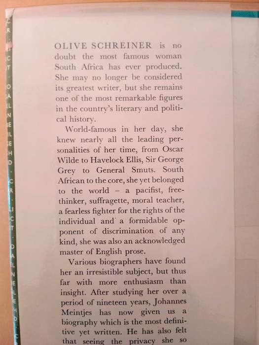 Olive Schreiner - A Portrait of a South African Woman, Johannes Meintjes