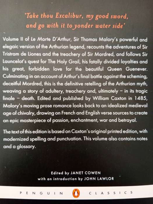 Le Morte D'Arthur Volume II, Sir Thomas Malory
