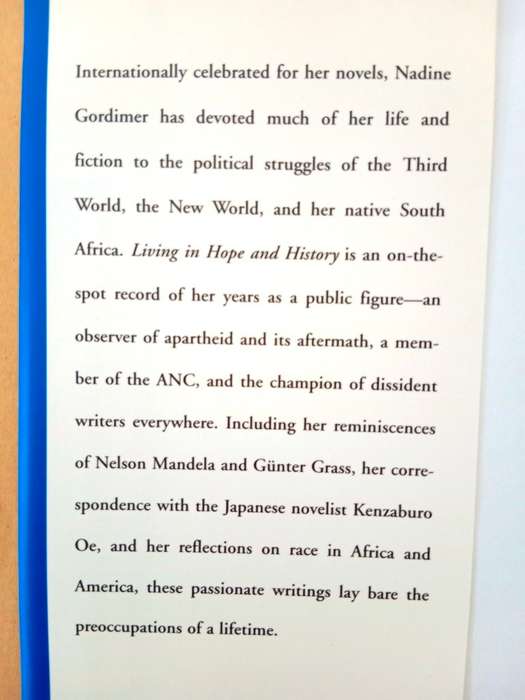 Living in Hope and History - Notes from our Century, Nadine Gordimer