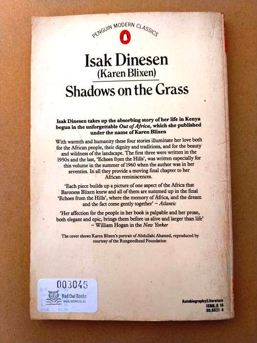 Shadows on the Grass, Isak Dinesen (Karen Blixen)