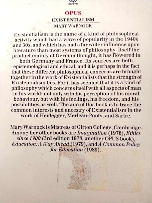 Existentialism, Mary Warnock