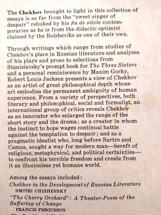 Chekhov - A Collection of Critical Essays, ed. Robert Louis Jackson
