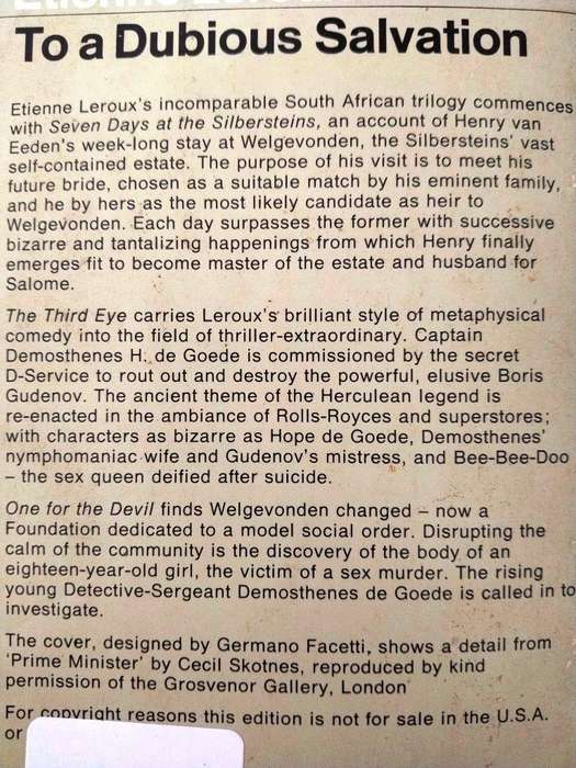 To a Dubious Salvation, Etienne Le Roux