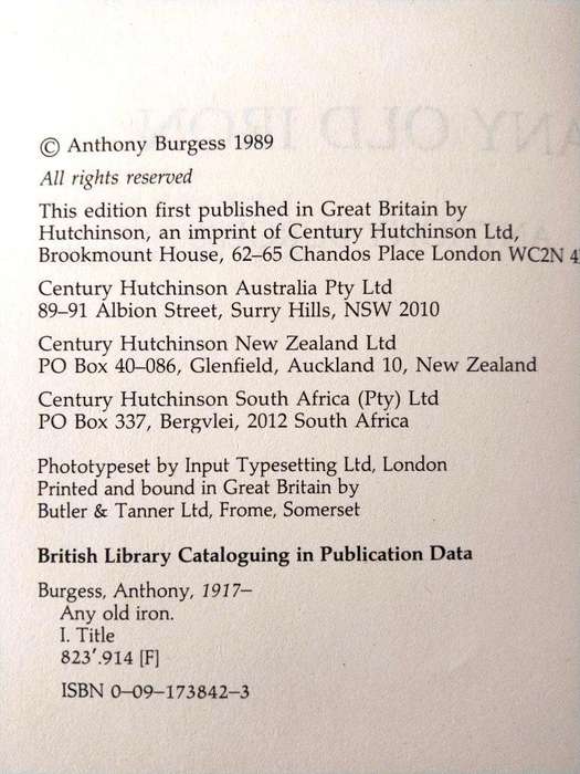 Any Old Iron, Anthony Burgess