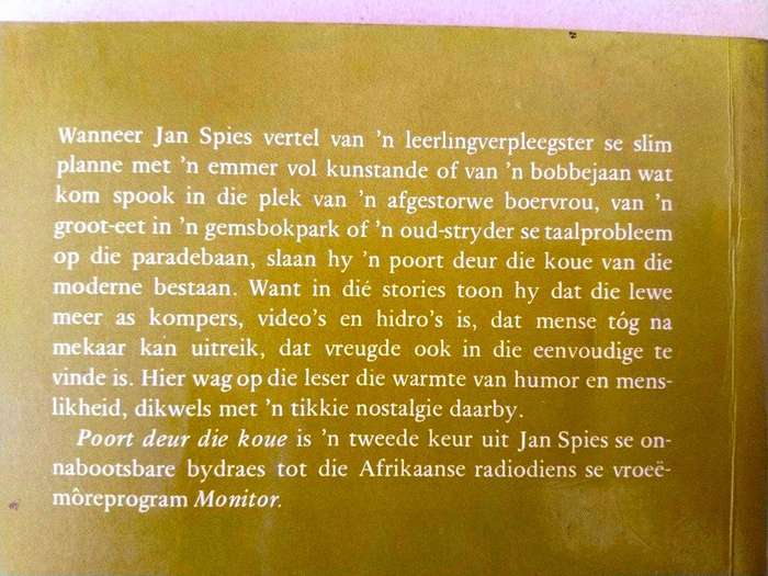 Poort Deur die Koue, Jan Spies