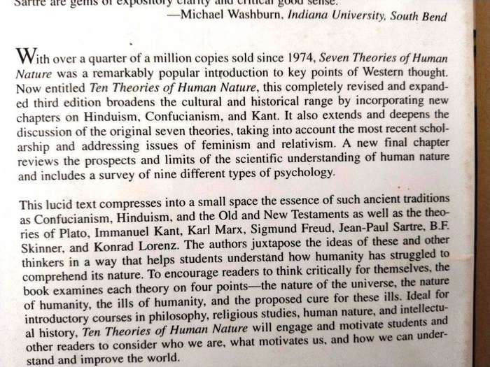 Ten Theories of Human Nature, Leslie Stevenson and David L. Habermann