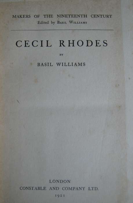 Cecil Rhodes Basil Williams