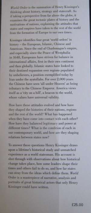 World Order Reflections on the Character of Nations and the Course of History Henry Kissinger