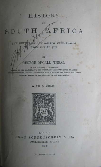 History of South Africa The Republics and Native Territories from 1854 to 1872 G m Theal