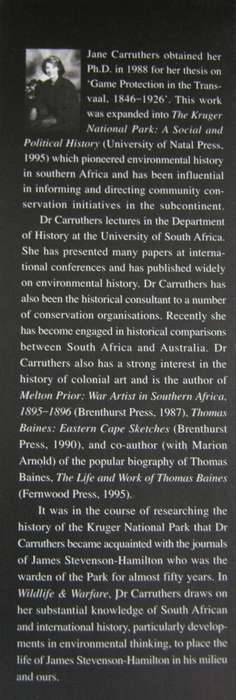 Wildlife  & Warfare The Life of James Stevenson-Hamilton Jane Carruthers