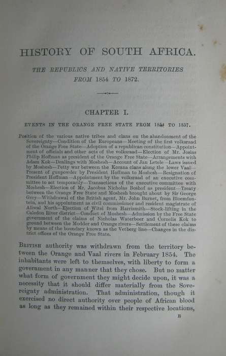 History of South Africa The Republics and Native Territories from 1854 to 1872 G m Theal