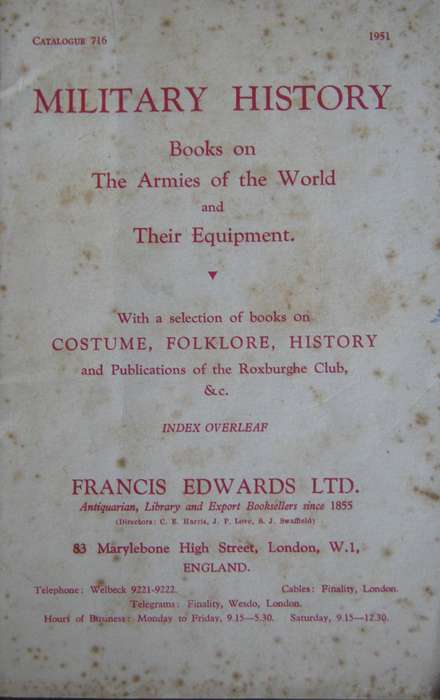 Military History Books on the Armies of the Worls and their Equipment 3 Catalogues + 1 Duplicate