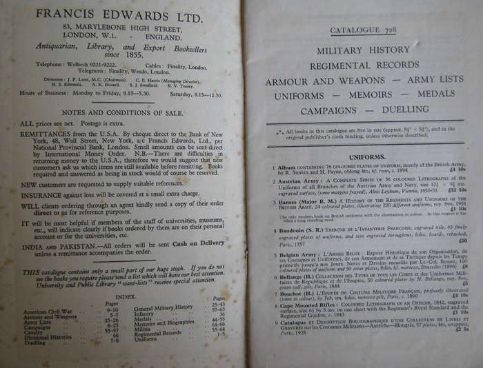 Military History Books on the Armies of the Worls and their Equipment 3 Catalogues + 1 Duplicate