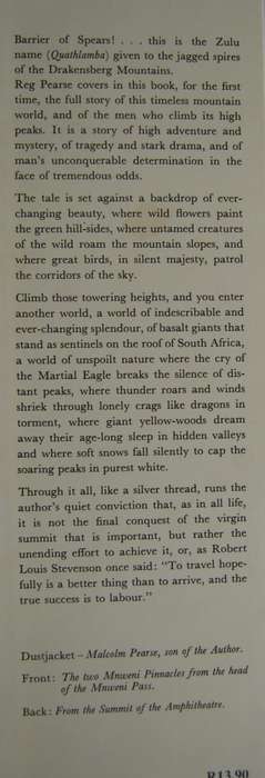 Barrier of Spears Drama of the Drakensberg R O Pearse