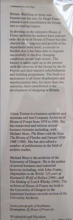 A Legend of Retailing House of Fraser  Michael Moss and Alison Turton