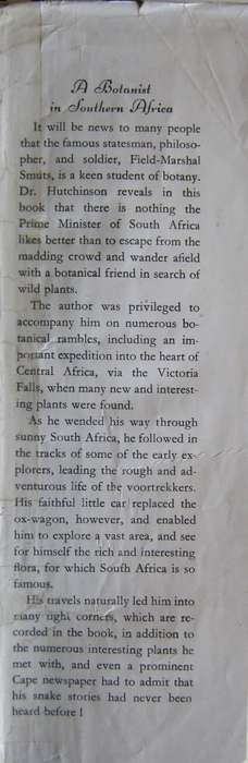 A Botanist in Southern Africa John Hutchinson