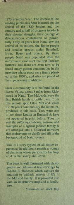 Dear Louisa History of a Pioneer Family in Natal 1850-1888. Ellen McLeod's letters to her sister