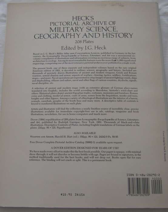 Hecks Pictorial Archive of Military Science, Geography and History J G Heck    P