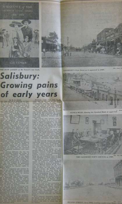 A Sequence of Time The Story of Salisbury, Rhodesia 1900-1914 G H Tanser
