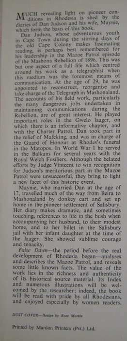 False Dawn. The Story of Dan Judson, Pioneer Hylda Richards