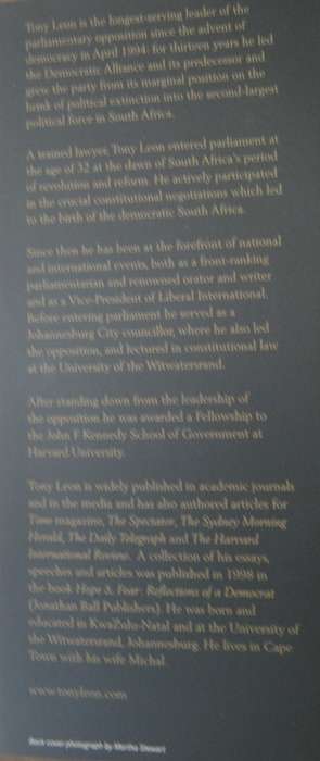 Tony Leon On The Contrary Leading The opposition in a Democratic South Africa  Signed by the author