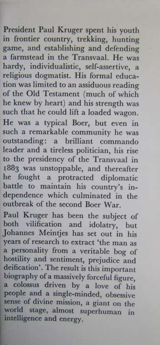 President Paul Kruger A Biography Johannes Meintjes