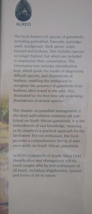 Agreds Game Birds of South Africa Field Identification and Management P J Viljoen.