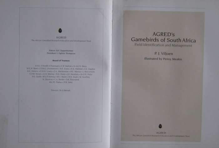 Agreds Game Birds of South Africa Field Identification and Management P J Viljoen.
