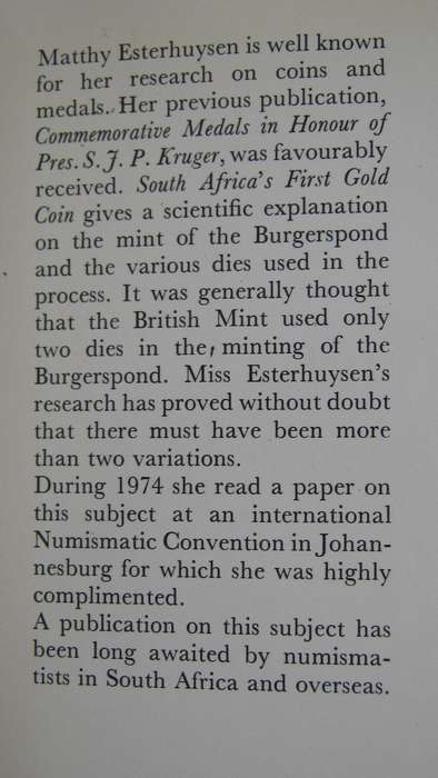 South Africas First Gold Coin Research on the Burgers Dies and Burgerspond 1874