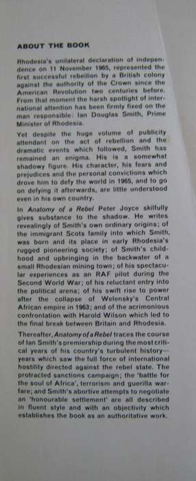 Anatomy of a Rebel Smith of Rhodesia:  A Biography Peter Joyce