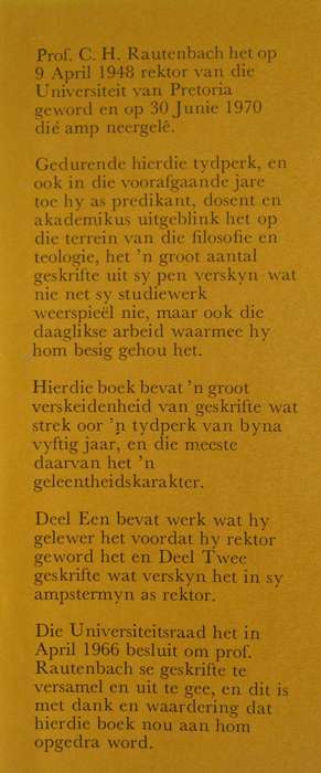 Versamelde Geskrifte Prof Dr C H Rauntenbach  P