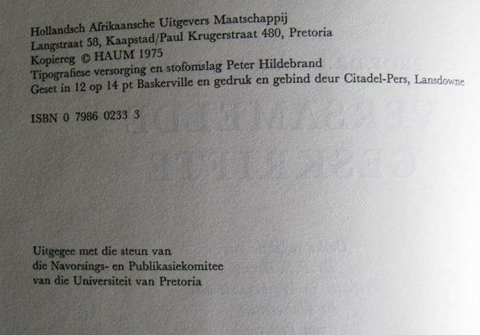 Versamelde Geskrifte Prof Dr C H Rauntenbach  P
