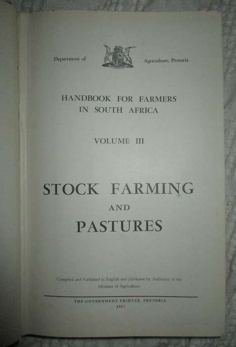 Handbook for Farmers in South Africa  Vol I & 3  1957