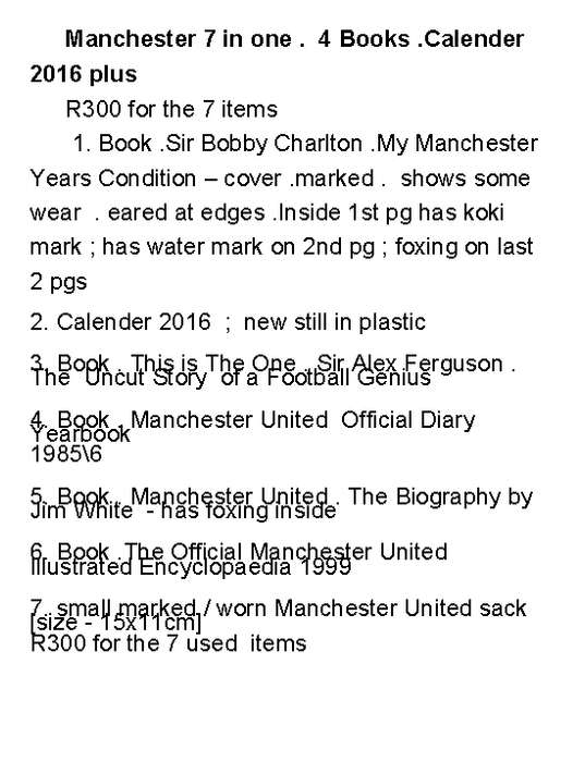 Manchester 7 in one .  4 Books .Calender 2016 plus