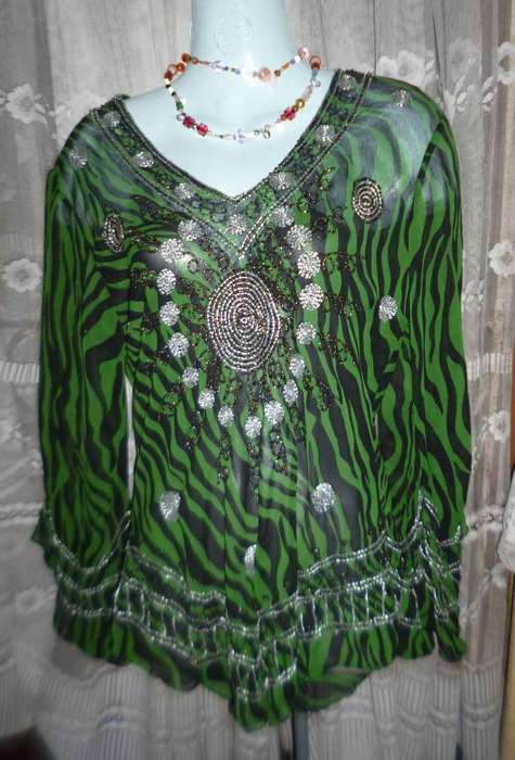 Green Blouse with necklace