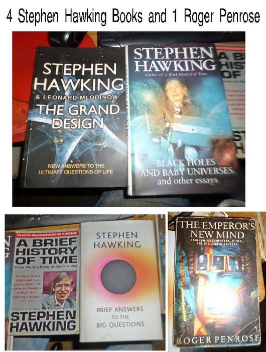 4 Stephen Hawking Books and 1 Roger Penrose