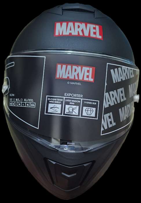 Full Face Marvel Black Motorcycle Helmet Large