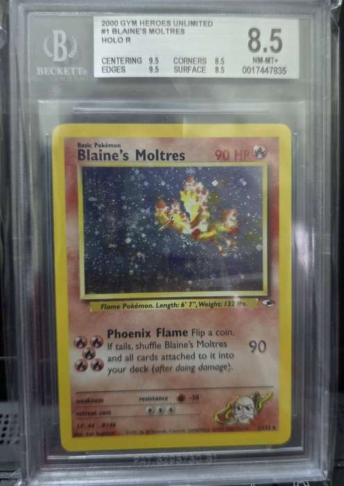 Pokemon Trading Cards Graded Beckett 8.5 Blaines Moltres 2000