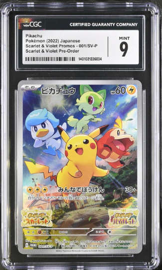 Pokemon Trading Cards Graded CGC 9 MINT Japanese Pokémon 2022 Pikachu 001/SV-P Scarlet & Violet Prom