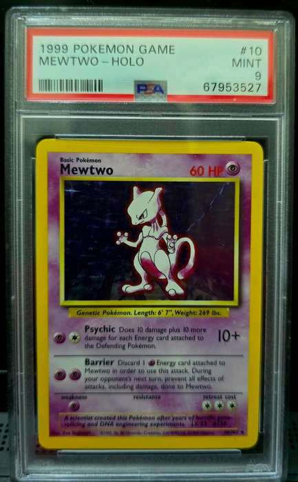 Pokemon Trading Cards Graded PSA 9 Mewtwo 1999
