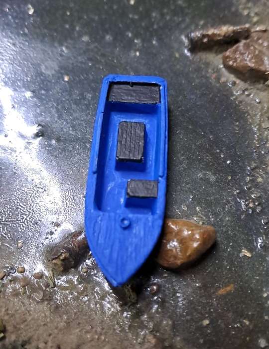 Model Trains HO 1 x Sailboat 2 (Blue) - 50mm x 16mm x 7mm